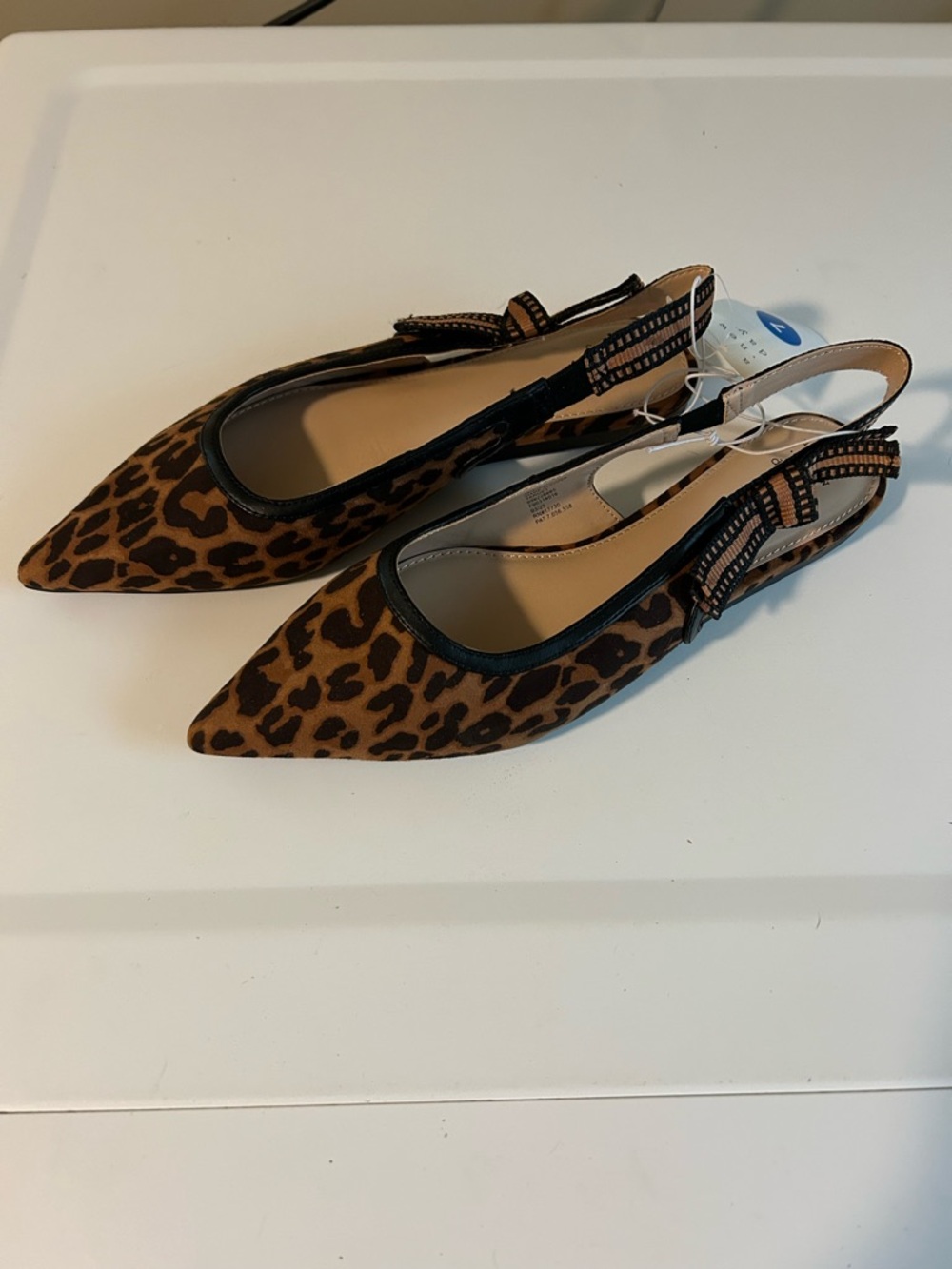 Leopard Print Pointed Slingback Flats